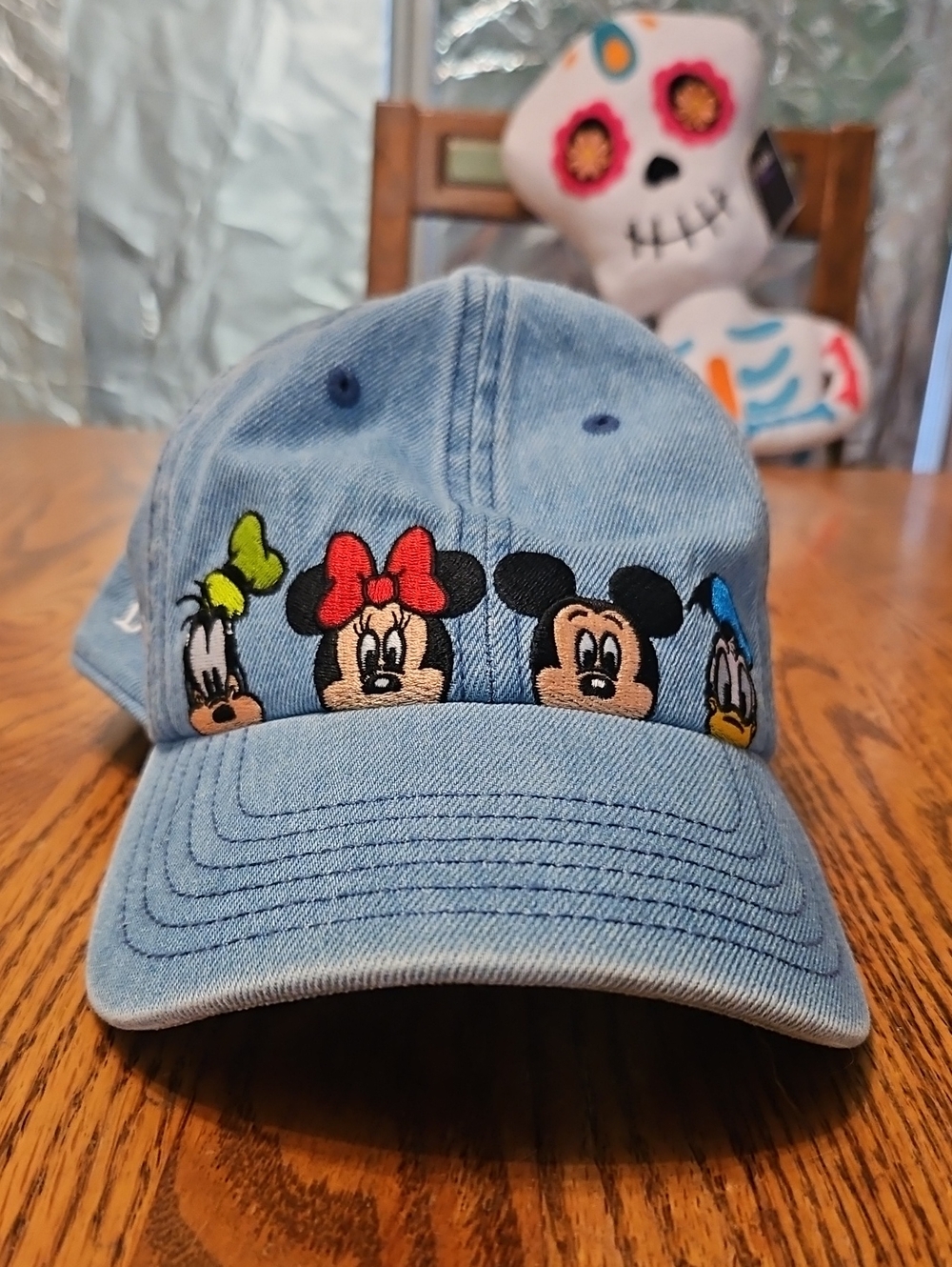 Disney Light Blue Denim Cap with Embroidered Mickey, Minnie, Donald & Daisy